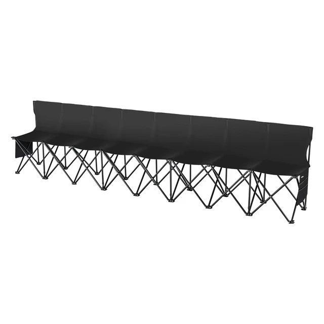 Alt view image 4 of 7 - Portable Folding Bench, 8 Seats Foldable Sideline Bench, Outdoor Camping Chair with Carry Bag & Backrest, Team Sport Sideline Bench for Football Fishing, No Assembly Instant Seating, Black