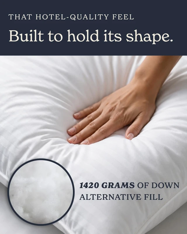 Alt view image 2 of 7 - Bed Pillows King Size Set of 2 | Down Alternative Pillow for Back, Stomach or Side Sleepers