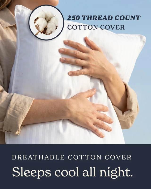 Alt view image 3 of 7 - Bed Pillows King Size Set of 2 | Down Alternative Pillow for Back, Stomach or Side Sleepers
