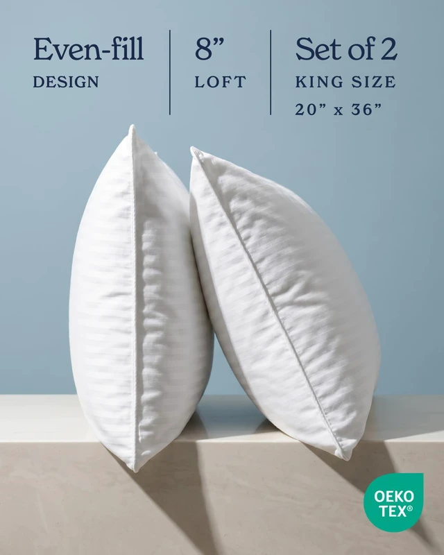 Alt view image 4 of 7 - Bed Pillows King Size Set of 2 | Down Alternative Pillow for Back, Stomach or Side Sleepers