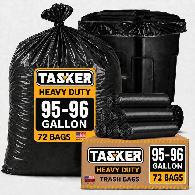 Alt view image 7 of 7 - 95 Gallon Trash Bags Heay Duty | Mega-alue Pack 72 Bags | Extra Large Black Can Liners | 90-100 Gallon Trash Bags | 96 Gallon Big Garbage Bags (Black)