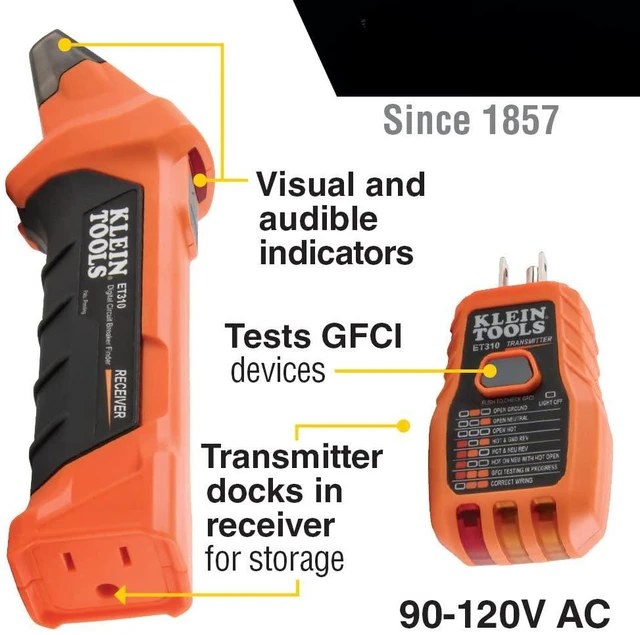Alt view image 2 of 7 - 80016 Circuit Breaker Finder Tool Kit with Accessories | GFCI Outlet Tester, 2-Piece Set, Includes Cat. No. ET310 and Cat. No. 69411