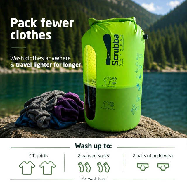 Alt view image 5 of 7 - Wash Bag Patented Washboard-in-a-Bag 5 oz Travel Clothes Washer | Pack Light, Wash Anywhere Fast, Internal Washboard, Machine-Quality Wash, Portable, No Electricity, Camping, RV, Cruises