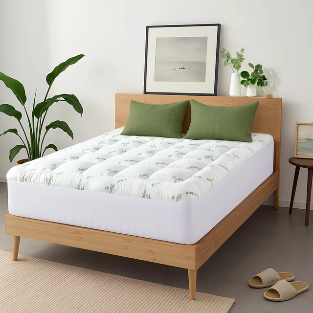 Alt view image 7 of 7 - King Ultra Soft Mattress Topper Back Pain Relief | Rayon Derived from Bamboo, 20" Deep Pocket, Breathable Pillow Top Mattress Pad, Perfect for Hot Sleepers, Green