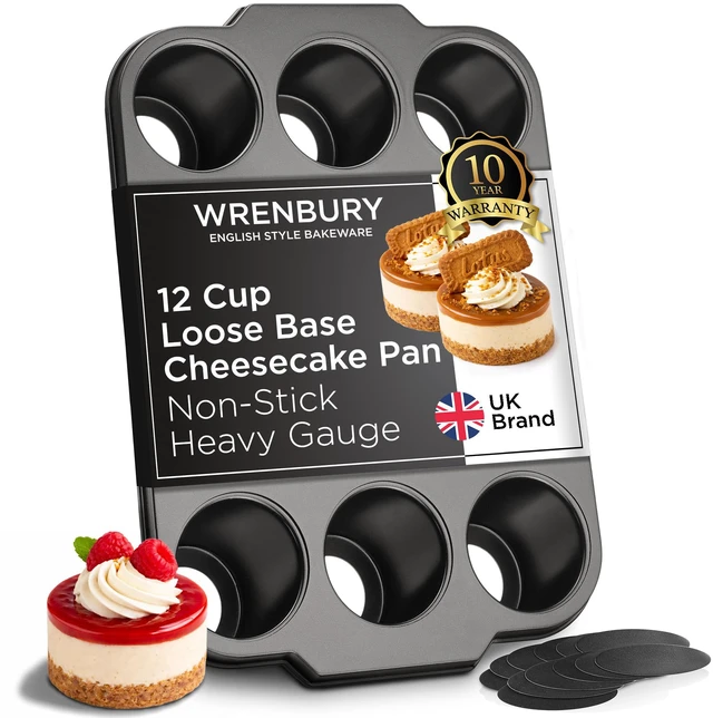 Main image of Pro Mini Cheesecake Pan - Nonstick Carbon Steel, Removable Bottom, 12 Cup, 3-Inch, Easy Clean, PFOA-Free