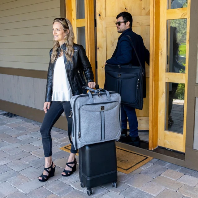 Alt view image 2 of 7 - Premium travel garment bag. Carry-on for Men & Women. Hangs 4 Items | Luxury Business Garment Bag with Shoulder Strap, Laptop Sleeve, Shoe Pocket, and TSA-Friendly Design