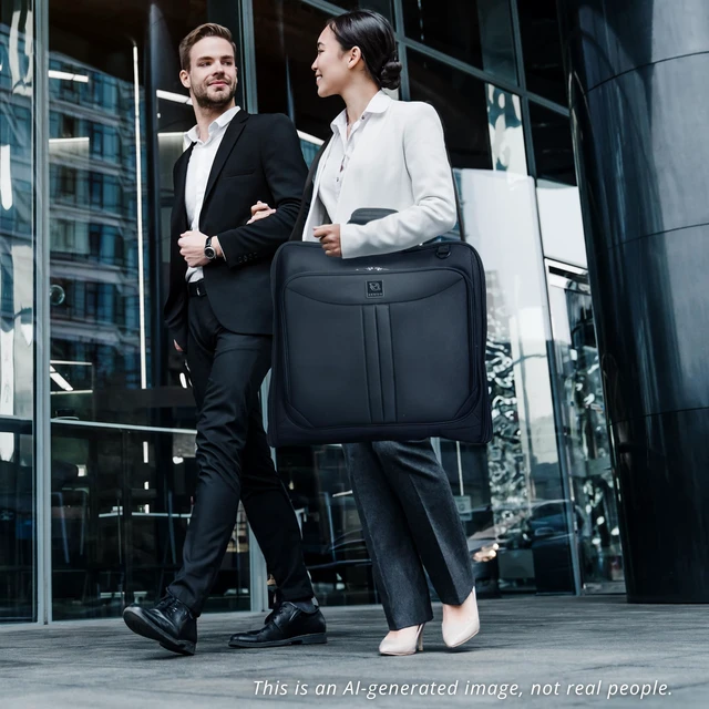 Alt view image 3 of 7 - Premium travel garment bag. Carry-on for Men & Women. Hangs 4 Items | Luxury Business Garment Bag with Shoulder Strap, Laptop Sleeve, Shoe Pocket, and TSA-Friendly Design
