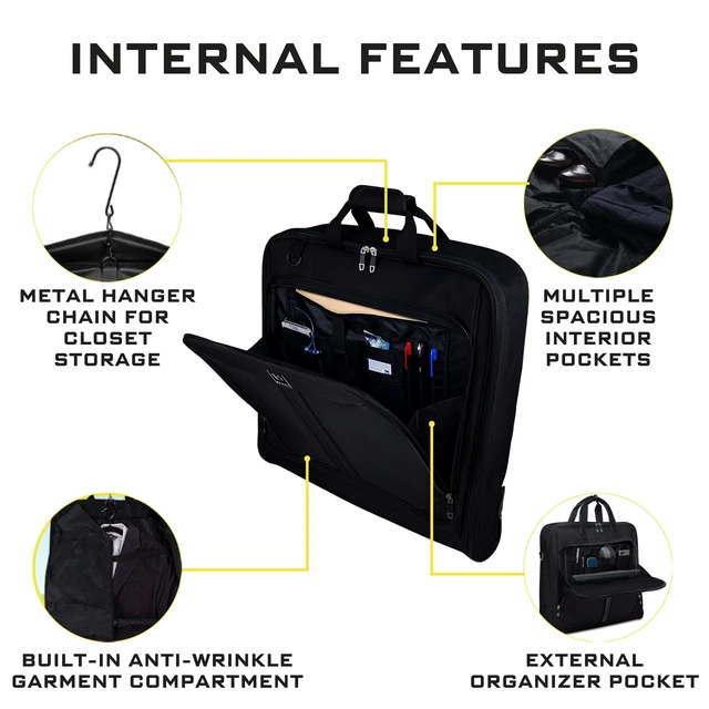 Alt view image 6 of 7 - Premium travel garment bag. Carry-on for Men & Women. Hangs 4 Items | Luxury Business Garment Bag with Shoulder Strap, Laptop Sleeve, Shoe Pocket, and TSA-Friendly Design
