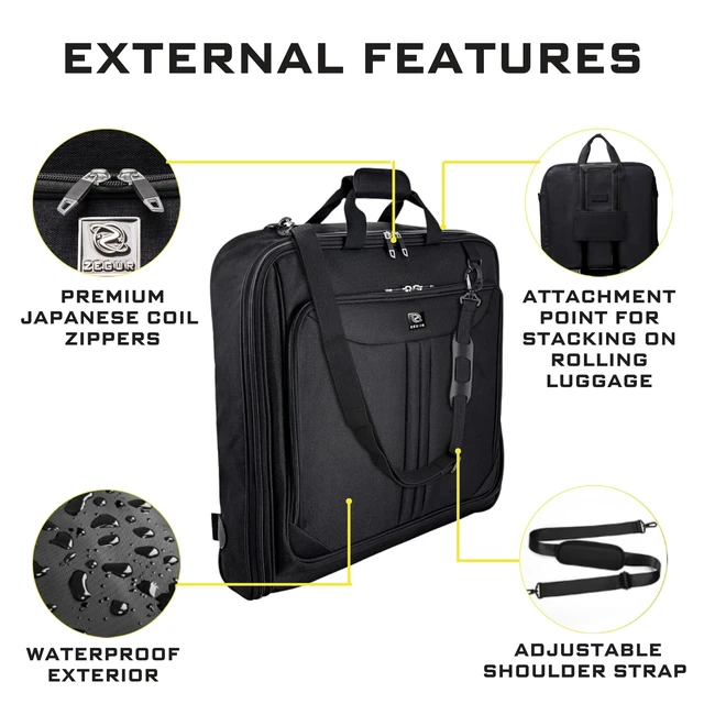 Alt view image 7 of 7 - Premium travel garment bag. Carry-on for Men & Women. Hangs 4 Items | Luxury Business Garment Bag with Shoulder Strap, Laptop Sleeve, Shoe Pocket, and TSA-Friendly Design