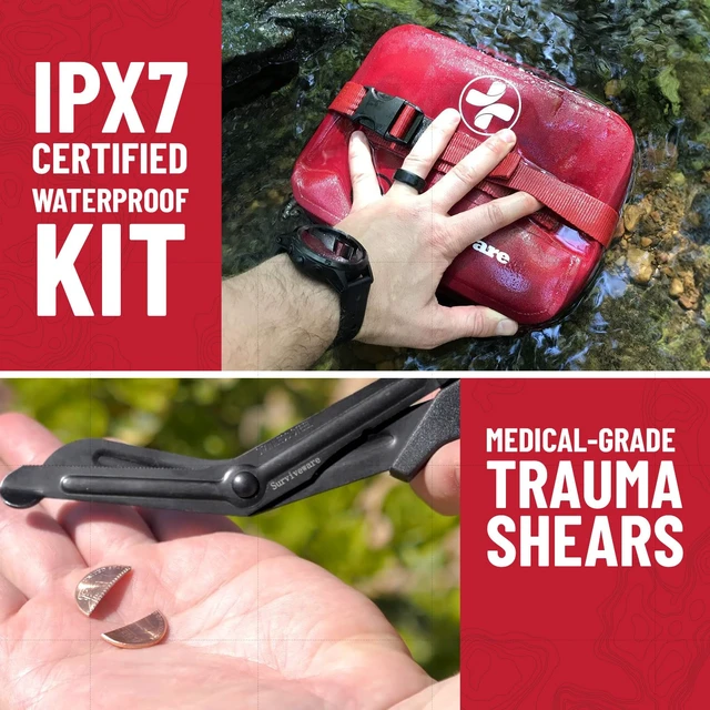 Alt view image 7 of 7 - Comprehensive Waterproof Premium Survival First Aid Kit | 184 Pcs Comprehensive Emergency Preparedness Gear for Camping, Hiking, Backpacking, and Outdoor Adventures