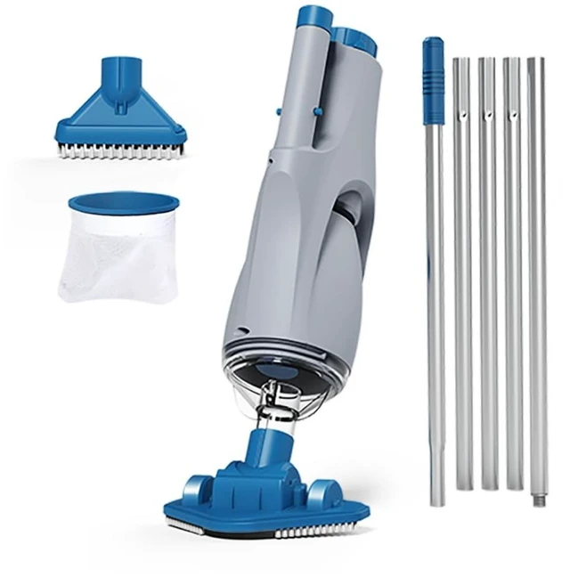 Main image of Cordless Handheld Pool Vacuum for Above Ground Pool, with 6ft Pole and 2 Vac Brush Heads, Ideal for Spot Cleaning Small Inground Pool Spa up to 20ft, Rechargeable, 60min, Sand and Light Debris