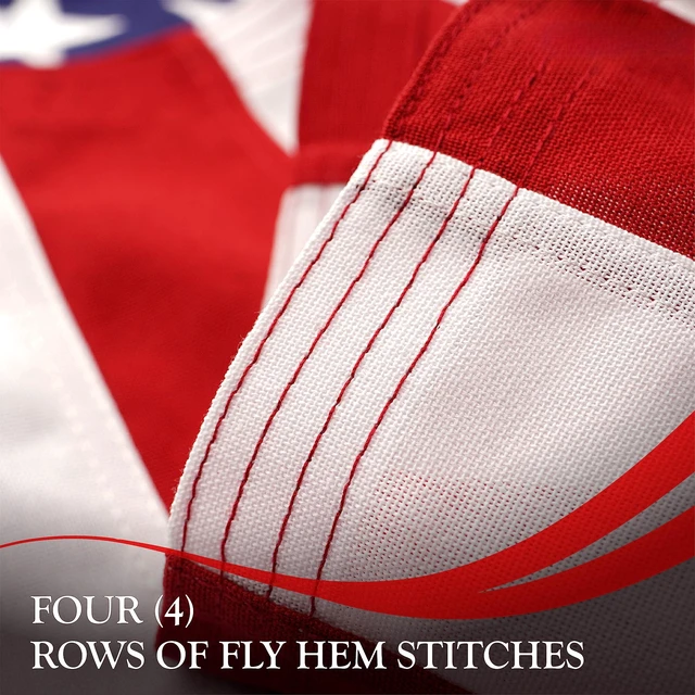 Alt view image 4 of 6 - 5x8 Ft American Flag Outdoor Deluxe TearProof Series, Featuring Super Tough Spun Polyester, Embroidered Stars, Sewn Stripes | Back to school Decor