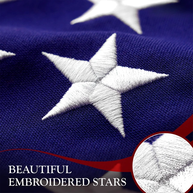 Alt view image 3 of 6 - 5x8 Ft American Flag Outdoor Deluxe TearProof Series, Featuring Super Tough Spun Polyester, Embroidered Stars, Sewn Stripes | Back to school Decor