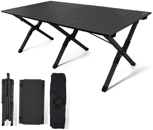 Main image of Folding Camping Table, Lightweight Roll-Up Table Aluminum Low Portable Picnic Table with Easy Carrying Bag for Outdoor, Beach, Picnic, Backyards, BBQ and Party, 47.6"L x 23.4"W x 18.1"H