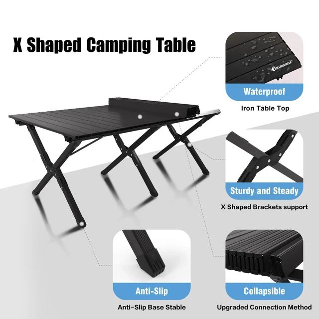 Alt view image 3 of 7 - Folding Camping Table, Lightweight Roll-Up Table Aluminum Low Portable Picnic Table with Easy Carrying Bag for Outdoor, Beach, Picnic, Backyards, BBQ and Party, 47.6"L x 23.4"W x 18.1"H
