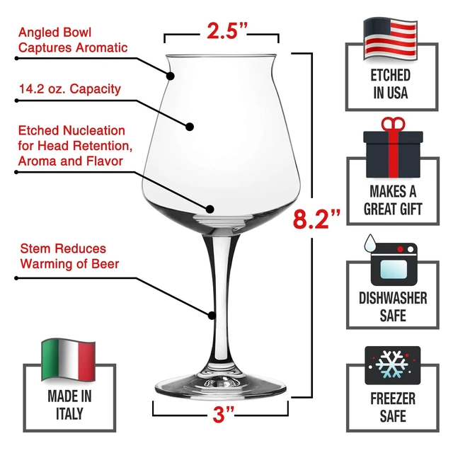 Alt view image 2 of 6 - Nucleated Teku 3.0 Beer Glass, 14.2 oz, 4 Pack - Insulated Glassware for Better Head Retention & Aroma Release, Craft Beer Glasses for Home