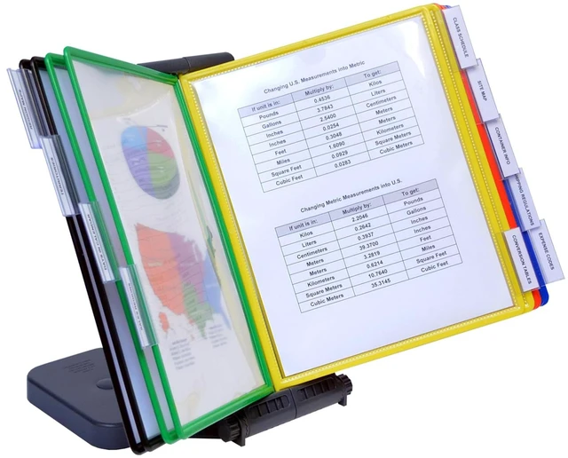 Main image of AdjustaView Expandable Desk Reference Display Organizer 10C | 5 Adjustable Viewing Angles, Dual Weighted Base, 10 Letter Size EZ-Load Color Pockets, ADD-ON to Expand Capacity at Anytime