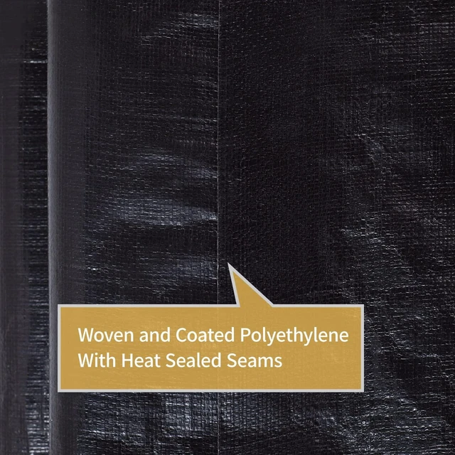 Alt view image 5 of 7 - Tarps Heavy Duty Waterproof 20x20 Feet Black Poly Tarp Cover Square Outdoor Thick UV Resistant Tarpaulin with Grommets 10mil