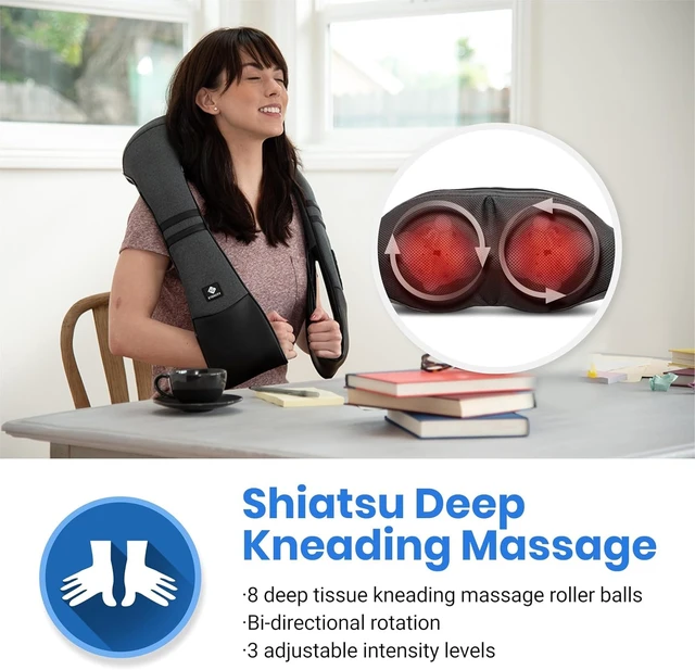 Alt view image 2 of 7 - FSA Eligible Cordless Neck Massager for Pain Relief Deep Tissue | HSA eligible, rechargeable shiatsu neck, back and shoulder massager with heat, ideal gift for mom and dad