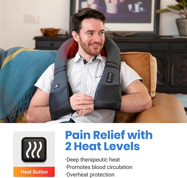 Alt view image 3 of 7 - FSA Eligible Cordless Neck Massager for Pain Relief Deep Tissue | HSA eligible, rechargeable shiatsu neck, back and shoulder massager with heat, ideal gift for mom and dad