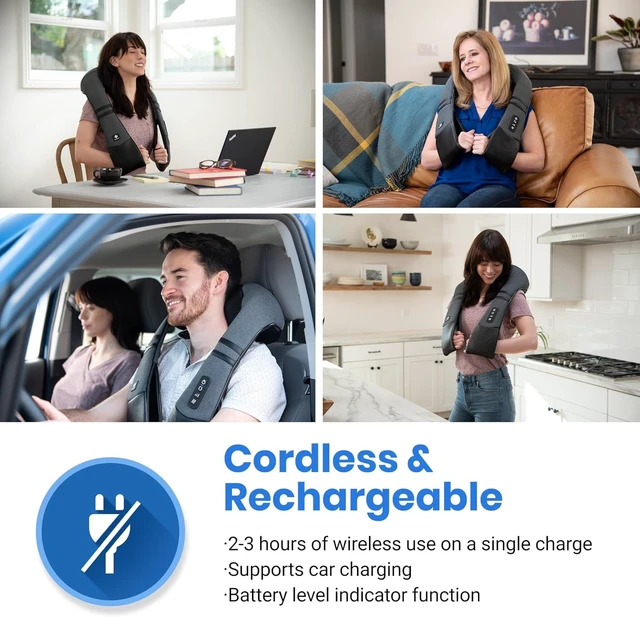 Alt view image 4 of 7 - FSA Eligible Cordless Neck Massager for Pain Relief Deep Tissue | HSA eligible, rechargeable shiatsu neck, back and shoulder massager with heat, ideal gift for mom and dad