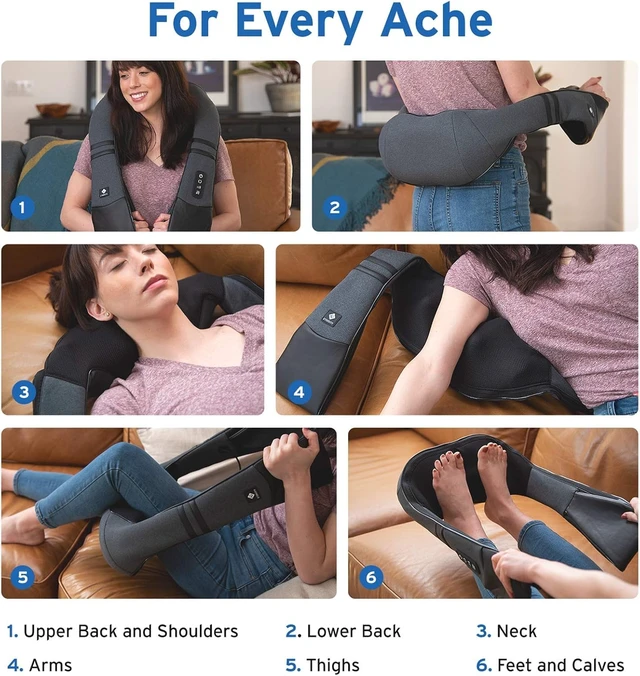 Alt view image 5 of 7 - FSA Eligible Cordless Neck Massager for Pain Relief Deep Tissue | HSA eligible, rechargeable shiatsu neck, back and shoulder massager with heat, ideal gift for mom and dad