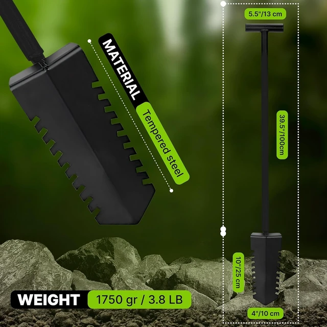 Alt view image 3 of 7 - Metal Detecting Shovel Digging Tool with Double Serrated Blade Heavy Duty Digger Garden Root Cutter T-Handle Spade Professional Metal Detector Accessories