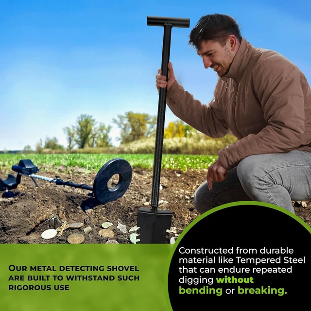 Alt view image 4 of 7 - Metal Detecting Shovel Digging Tool with Double Serrated Blade Heavy Duty Digger Garden Root Cutter T-Handle Spade Professional Metal Detector Accessories