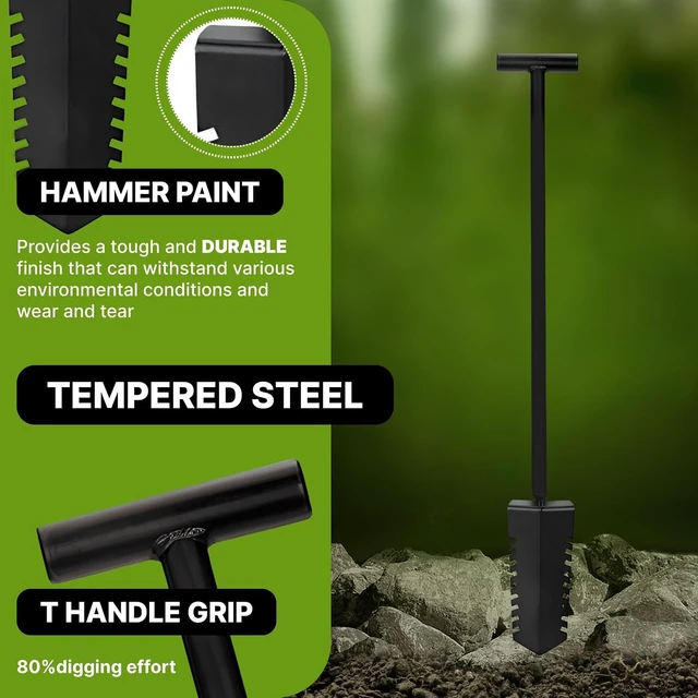 Alt view image 5 of 7 - Metal Detecting Shovel Digging Tool with Double Serrated Blade Heavy Duty Digger Garden Root Cutter T-Handle Spade Professional Metal Detector Accessories