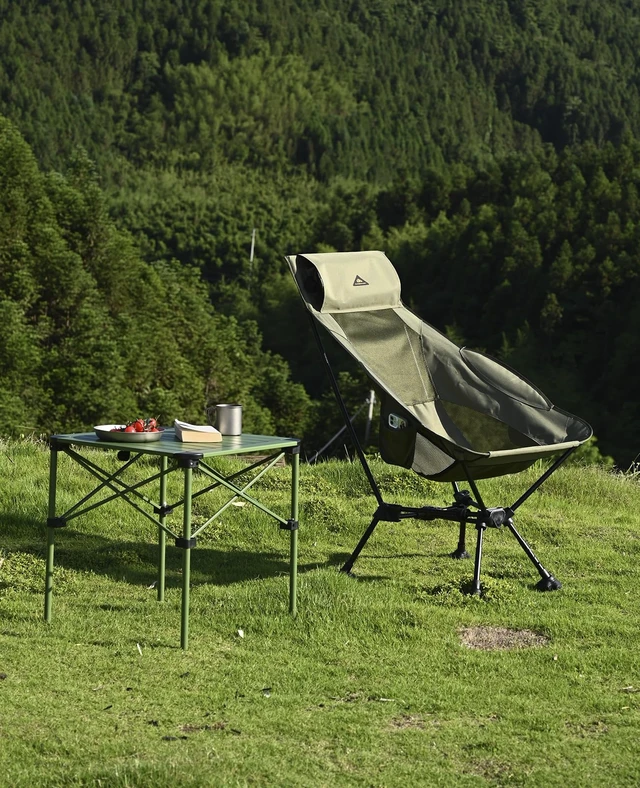Alt view image 2 of 7 - Lightweight Stable Alu. Folding Square Table Roll Up Top (Green, M) | with Carry Bag, for Outdoor Camping Glamping Picnic Indoor Backyards BBQ Kitchen
