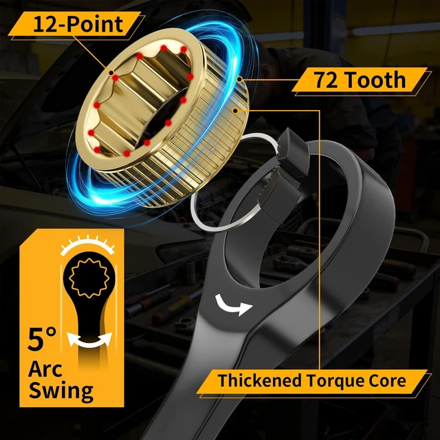 Alt view image 7 of 7 - 23PCS Ratcheting Combination Wrench Set SAE Metric Mechanic Tools | 1/4"-3/4"&6-18MM Bolt Gauge, Electro-Coated CR-V 72-Tooth 5Deg Swing 12Pt Corrosion Resistant, Roll Pouch Auto&HomeRepair
