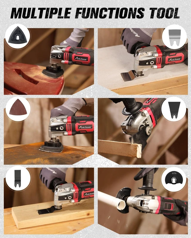 Alt view image 6 of 7 - Oscillating Tool, 3.5-Amp Oscillating Multi Tool with 4.5° Oscillation Angle, 6 Variable Speeds and 11 pcs Saw Accessories, Auxiliary Handle