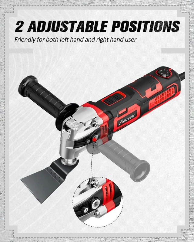 Alt view image 7 of 7 - Oscillating Tool, 3.5-Amp Oscillating Multi Tool with 4.5° Oscillation Angle, 6 Variable Speeds and 11 pcs Saw Accessories, Auxiliary Handle