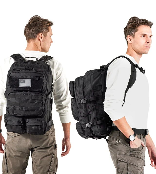 Alt view image 5 of 7 - Backpack for Men and Women, 50L Military Tactical Backpack | Large Molle Rucksack, Heavy Duty, Bug out Backpack, for Work and Outdoors