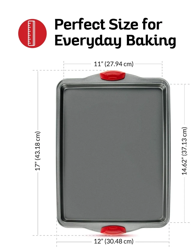 Alt view image 7 of 7 - Premium Nonstick Baking Sheet Pans Set of 3, Heavy-Gauge Carbon Steel, Warp, Dent, and Rust-Resistant Gourmet Rimmed Half Cookie Sheet Trays, Non-Toxic for Exceptional Baking Performance