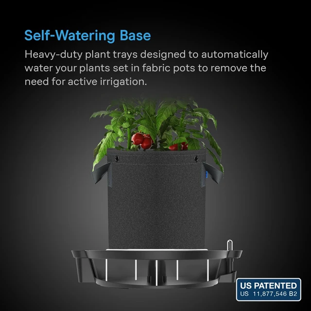 Alt view image 2 of 7 - Self-Watering Fabric Pot Base, 4-Pack Auto-Irrigation | Water Delivery System with Reservoir Meter, Elevated Plant Saucers for Indoor Grow Tents, Greenhouses, & Outdoor Gardens