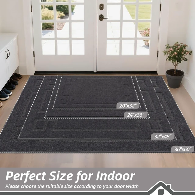 Alt view image 2 of 7 - Door Mat 36" x 60", Non-Slip Door Mats Indoor Washable, Dark Grey | Entryway Rugs Washable Low-Profile Absorbent & Dirt Trapper Floor Mats, Dog Door Mat for Front Back Door, Wet Shoes & Paws