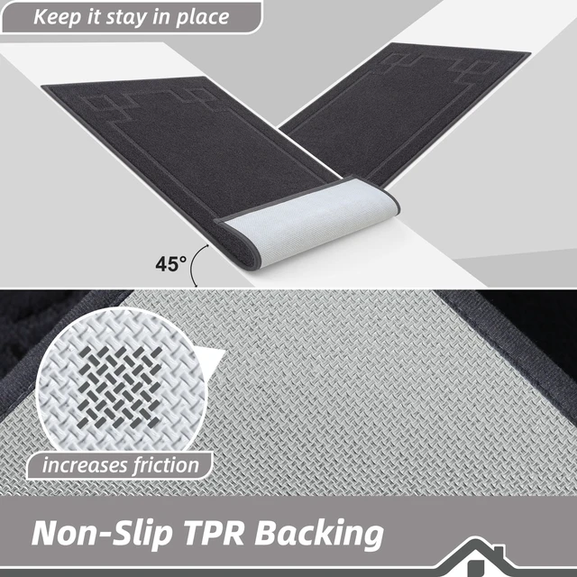 Alt view image 4 of 7 - Door Mat 36" x 60", Non-Slip Door Mats Indoor Washable, Dark Grey | Entryway Rugs Washable Low-Profile Absorbent & Dirt Trapper Floor Mats, Dog Door Mat for Front Back Door, Wet Shoes & Paws
