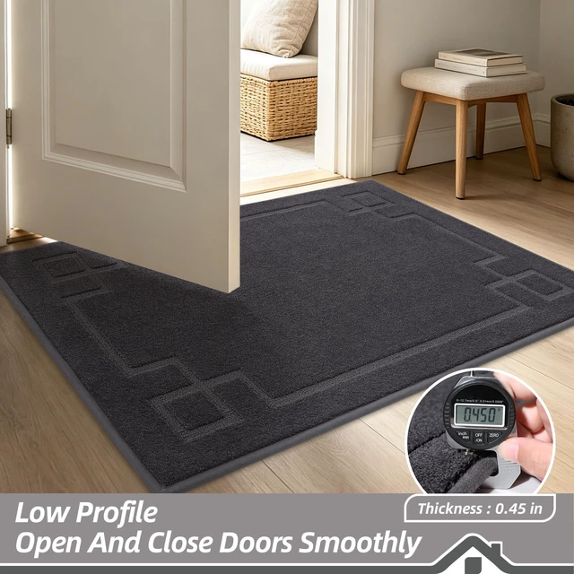 Alt view image 5 of 7 - Door Mat 36" x 60", Non-Slip Door Mats Indoor Washable, Dark Grey | Entryway Rugs Washable Low-Profile Absorbent & Dirt Trapper Floor Mats, Dog Door Mat for Front Back Door, Wet Shoes & Paws