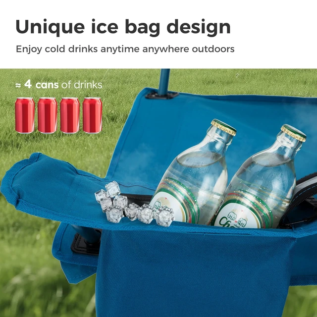 Alt view image 4 of 7 - Camping Chair 2 Pack Folding Chair with 4-Can Cooler Bag | Portable Lawn Chair with Cup Holder,Storage Pocket, Supports 250LBS, Collapsible Chair for Camp, Beach, Picnic