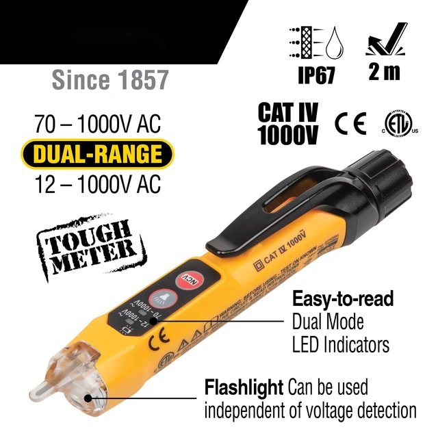 Alt view image 3 of 7 - MM320KIT Digital Multimeter Electrical Test Kit, Non-Contact Voltage Tester, Receptacle Tester, Carrying Case and Batteries