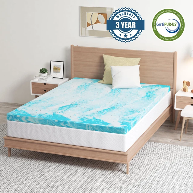 Alt view image 4 of 7 - EGO 4 Inch Queen Mattress Topper Gel Memory Foam for Pressure Relief | Cooling Gel Infused, Ventilated Design Bed Topper in a Box, CertiPUR-US Certified, 80"Lx60"W