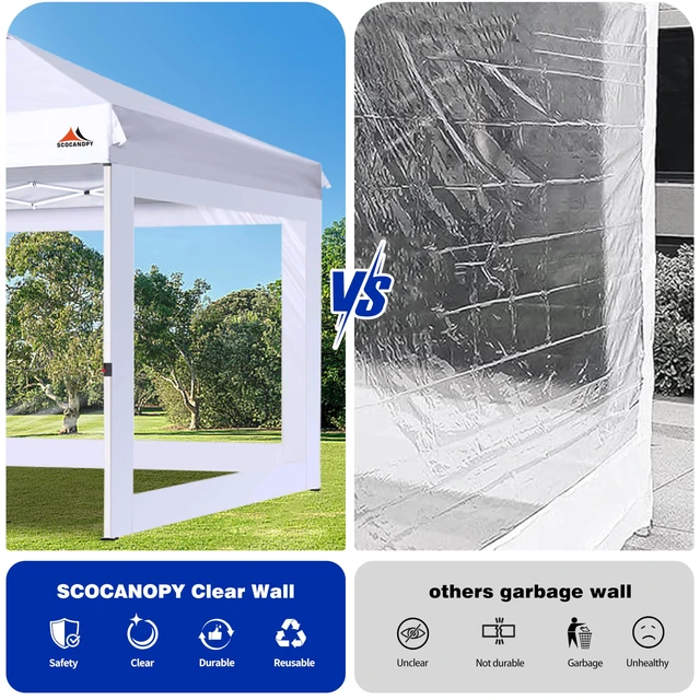 Alt view image 6 of 7 - Clear Window Sidewall for 10x10 Canopy Frame, 3 Pack Sunwalls Only,(White)