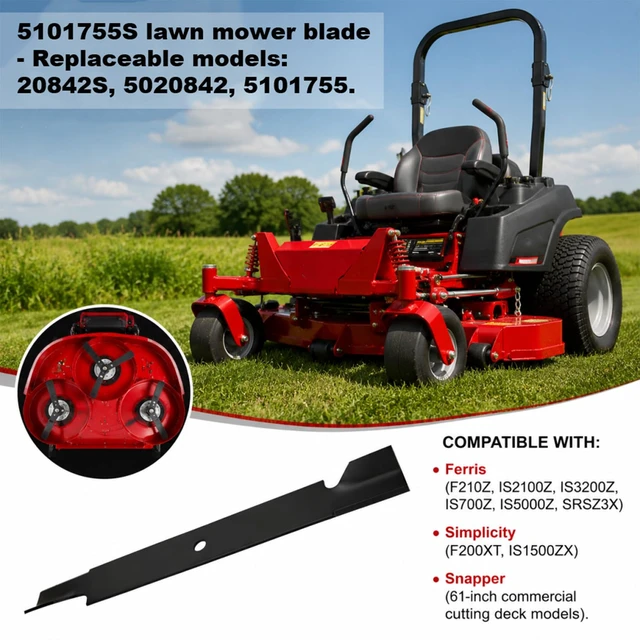Alt view image 3 of 7 - 5101755S Mower Blades, 61 Inch Mower Blades, Fit for Ferris Bad Boy Scag All 61 Inch lawn Mowers, Compatible With Ferris Bad Boy Scag etc 61" Deck, Replace 5020842S 596-347 48111. 5 Years Warranty