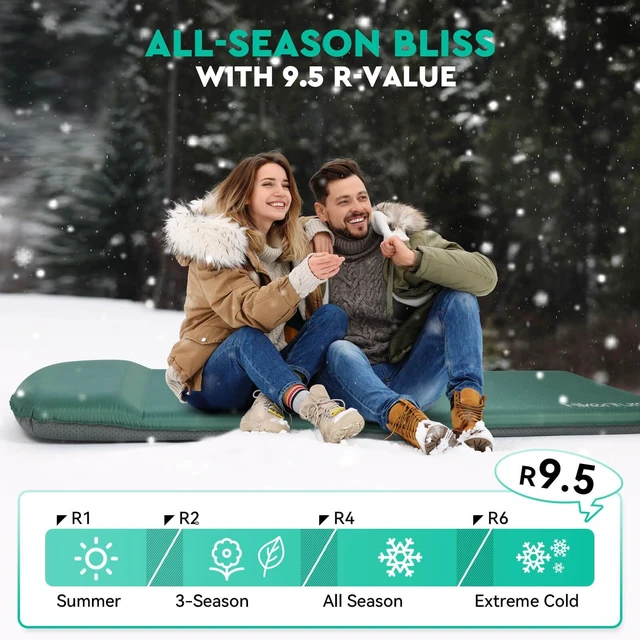 Alt view image 3 of 7 - Self Inflating Sleeping Pad for Camping, 3'' Ultra Thick Camping Pad with Pillow, 9.5 R-Value Insulated Camping Mattress, 4-Season Inflatable Foam Camping Mat for Car, Tent, Cot (Green)