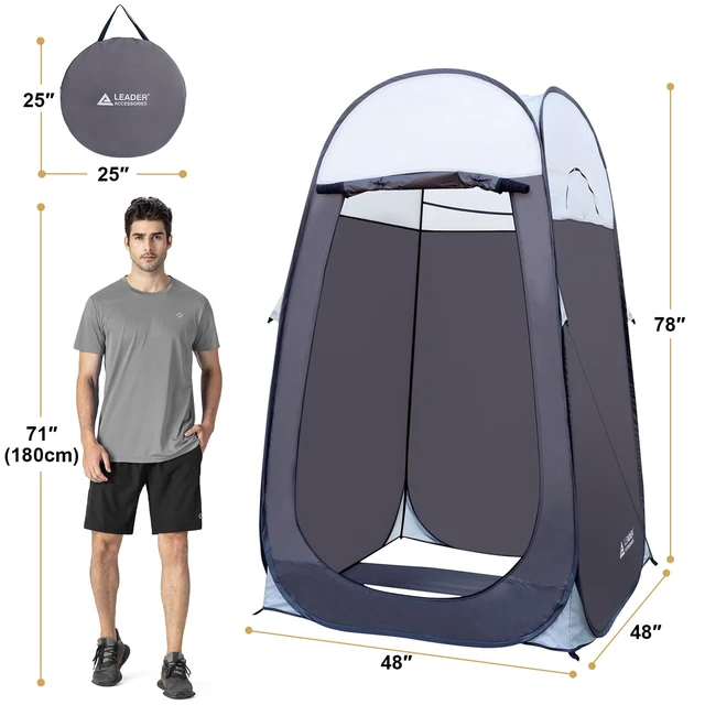 Alt view image 3 of 7 - Pop Up Shower Tent 4' x 4' x 78" H Privacy Camping Tent | Extra Large Space for Shower,Portable Changing Room,For Camping Outdoor Use,With A Storage Carry Bag,Grey