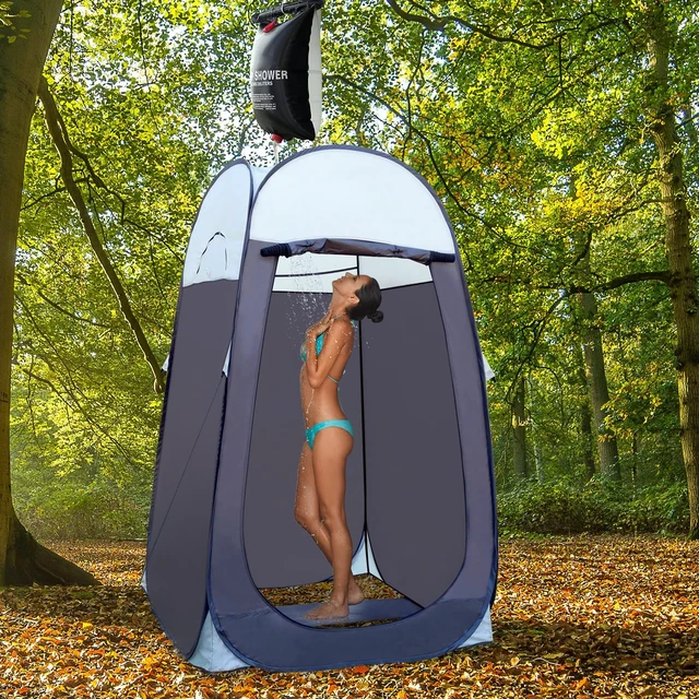 Alt view image 6 of 7 - Pop Up Shower Tent 4' x 4' x 78" H Privacy Camping Tent | Extra Large Space for Shower,Portable Changing Room,For Camping Outdoor Use,With A Storage Carry Bag,Grey