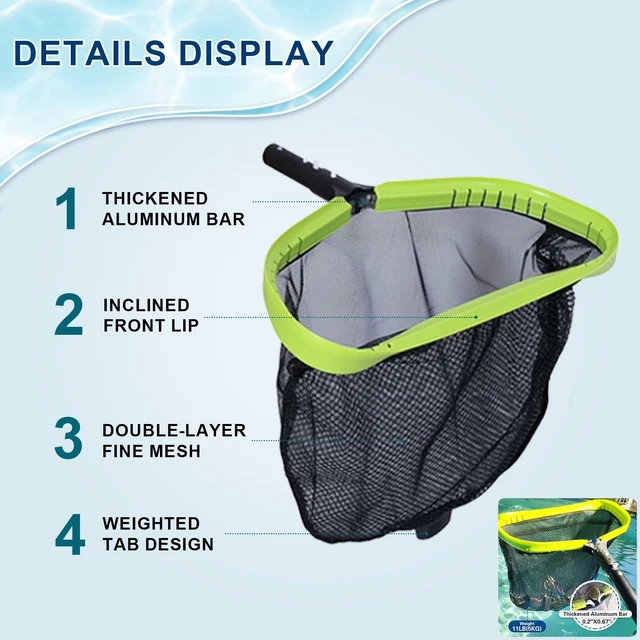 Alt view image 3 of 6 - 4-Piece Deluxe Pool Cleaning Kit, No Pole | No pole, professional leaf skimmer, half-depth fine mesh net, 17.5-inch hemispherical brush and rotatable scrubber