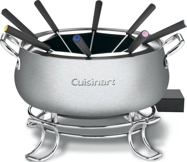 Main image of Electric Fondue Set, Nonstick Interior, 3-Quart Pot & 8 Forks | Electric fondue pot with 8 forks, heat control & dishwasher-safe interior for chocolate, cheese, broth & oil, CFO-3SSP1