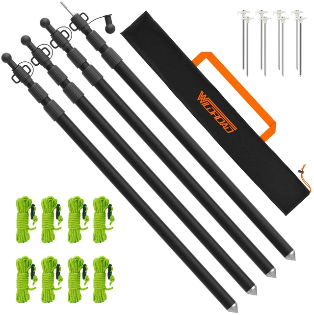 Main image of Telescoping Tarp Poles Tent Poles Canopy Poles 7.7 ft, 4 Pack | Non-Slip Aluminum Cone Bottom, Portable and Lightweight Camping Gear for Camping and Awnings, Adjustable